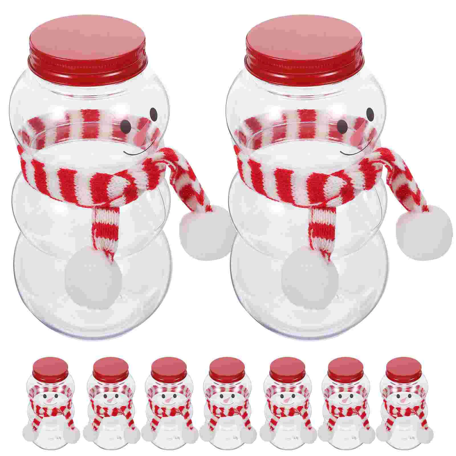 

Snowman Plastic Cookie Jar Christmas Bottle Clear Water Bottles Party Beverage Gift
