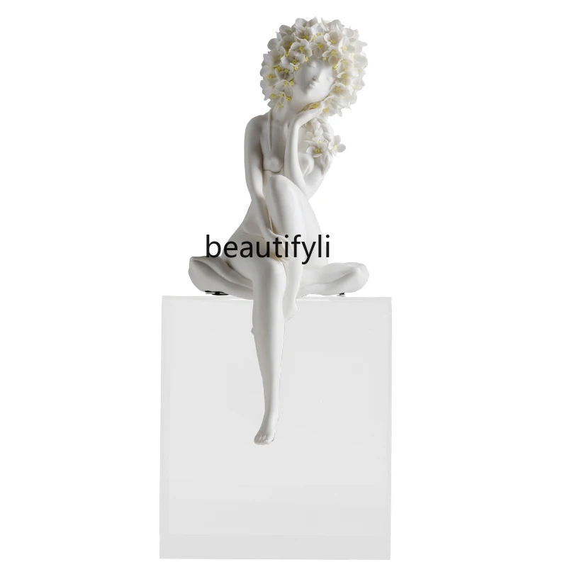

Sculpture White Porcelain Creative Character Ceramic Craft Beauty Artwork Home Living Room Decorations