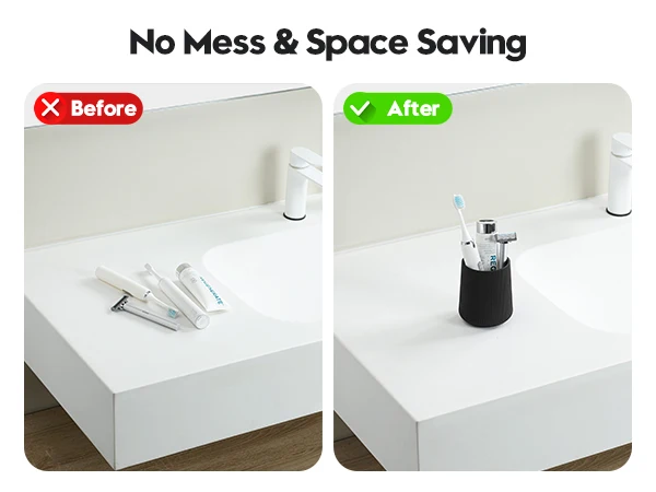 Black Striped Toothbrush Holder ForElectric Toothbrushes Bathroom Organizer ForToothpaste_voghion.com