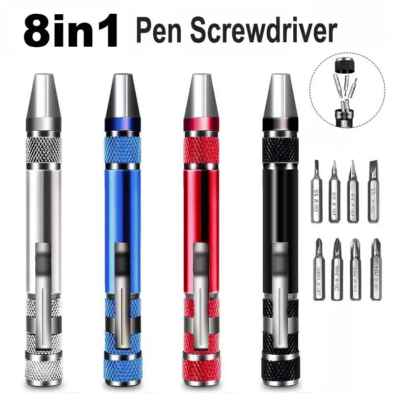 Multifunction 8 In 1 Precision Mini Screwdriver Pen Mobile Phone Repair Hand Tools Changeable Bits For Easy Repairs Disassembly