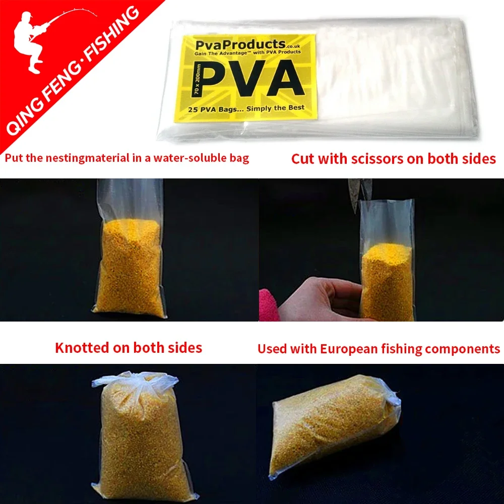 Sacs PVA pour pêche à la carpe 50 pièces - matériel écologique à dissolution rapide 5x10cm 7x10cm