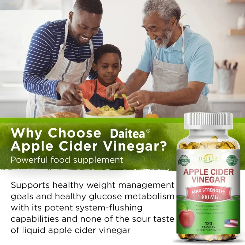 Apple Cider Vinegar 1300 mg with mother Strongest Weight Loss Capsules, Supports Digestion and GI Health
