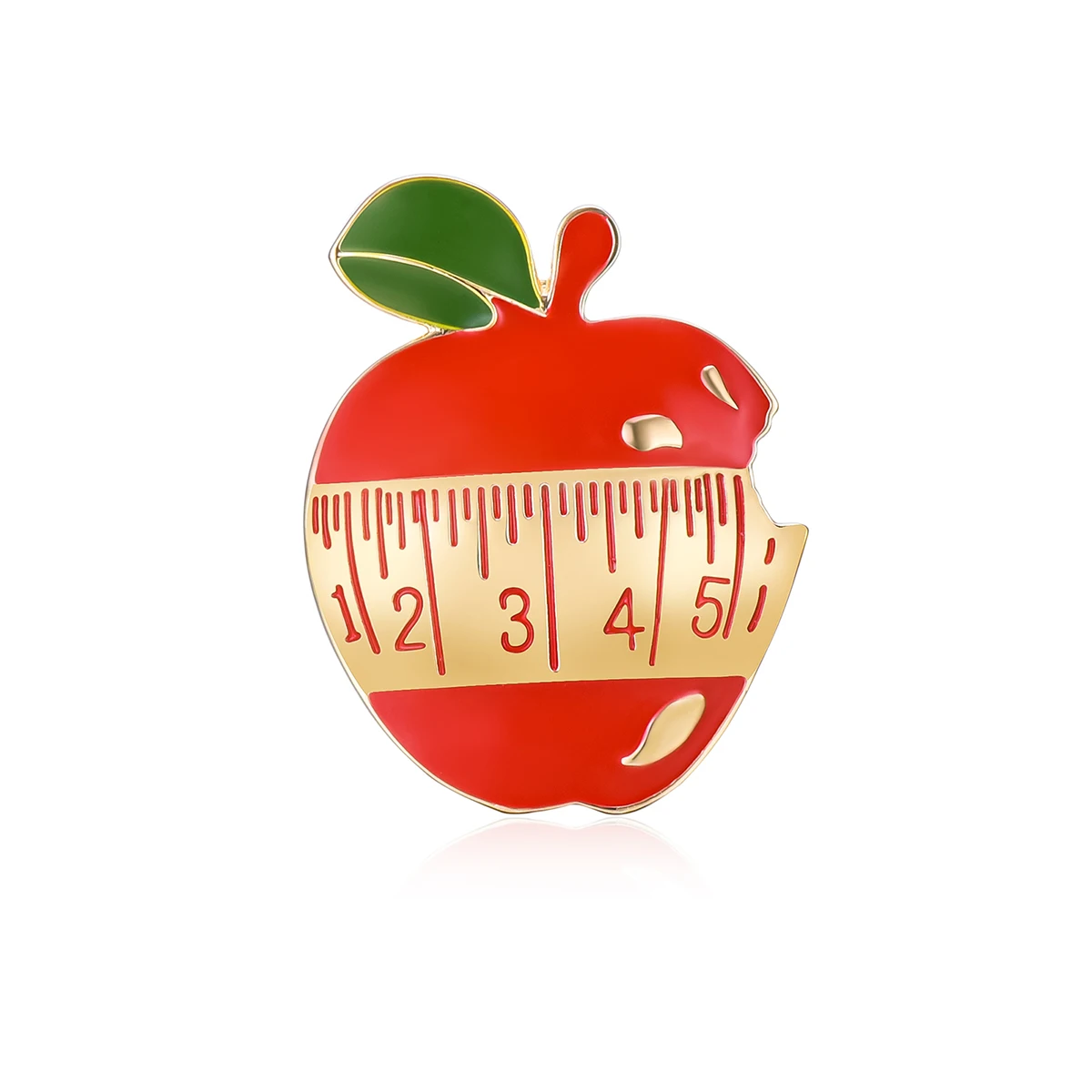 Harong New Apple Ruler Cute Delicate Enamel Pin Brooch Lapel Lanyard Bag Badge Accessories Jewelry for Teachers Day Gift
