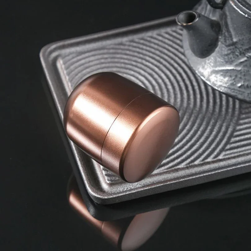 1pc Mini Food Nut Candy Storage Container Portable Sealed Jar Metal Box Aluminum Alloy Travel Moisture-proof Solid Color Tea Can