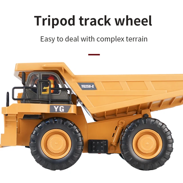 RC Dump Truck 1:24 6 Ch 2.4G Alloy Remote Control Truck 9CH Remote-Controlled Machine Vehicle Toy Machine Model Toys Gift 4
