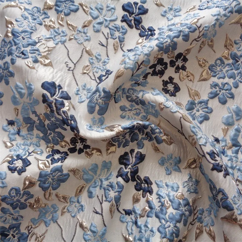 100 x 142 cm blaue und rosa Jacquard-Stoffe mit Blasenmuster, gewebt, modischer Cheongsam-Kleidertaschenstoff