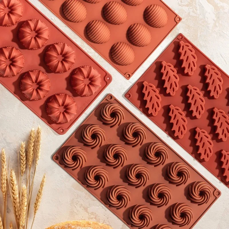 Silicone Mold 12 Cavity Oval Savarin Soap Mold Muffin Cupcake Pan
