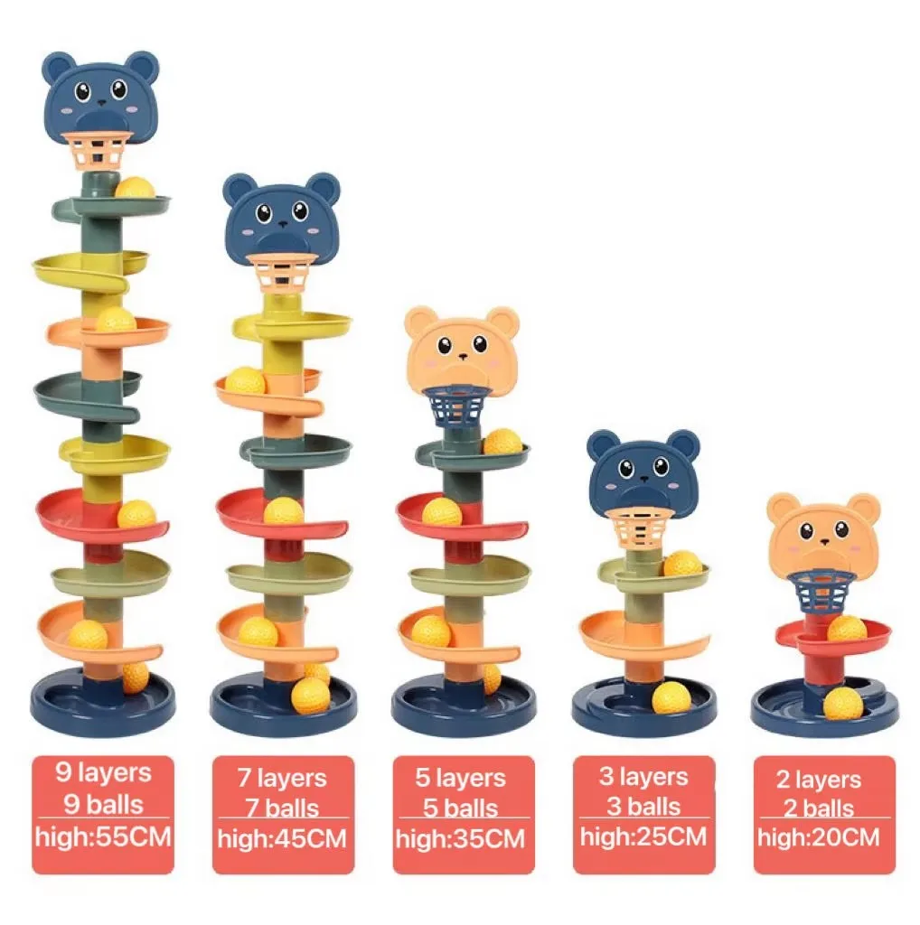 Stacking Toys Kids Ball Drop and Roll Swirling Tower Stacking Toy Set Montessori Educational Baby Toy Rolling Ball Game for Babies 1 2 3 Years