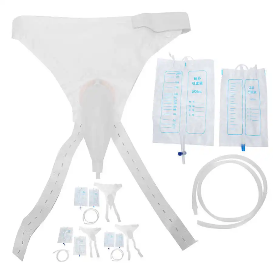 1000ml/2000ml Urine Collection Bag Silicone Urinal Backflow Prevention Elastic Waist Reusable Leakage Proof Elder Urine Funnel male urine collector