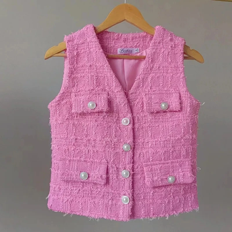 pois ポワ Tweed vest ツイードベスト【pink】 ピンクオレンジ MAISON SPECIAL（メゾンスペシャル）の「Tweed Vest/ツイード