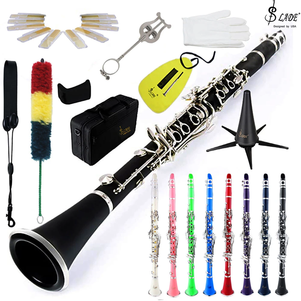 SLADE clarinete profesional de 17 teclas, Tubo negro con caja de paño limpieza, guantes, Clip de lengüeta, accesorios para clarinete| | - AliExpress