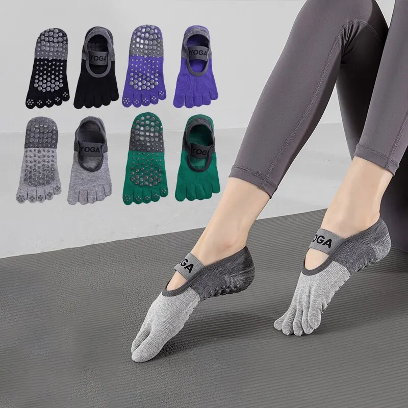 Yoga Socks Women Five Finger Socks Professional Non-Slip Breathable Indoor Dacing Fitness Pilates 2 Pairs yoga socks