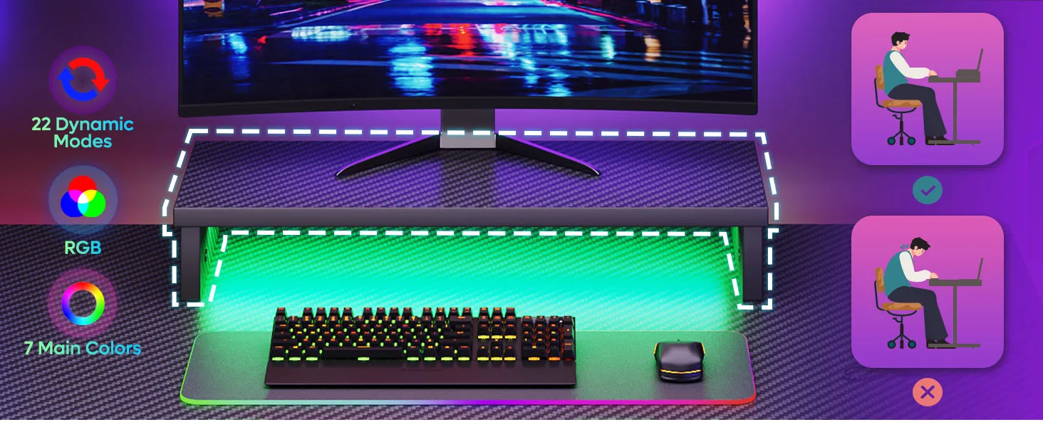 Gaming Desk with LED Light