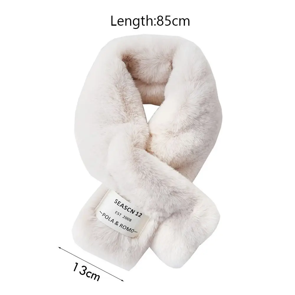 Winter Solid Color Faux Rabbit Fur Plush Scarf Neck Warmer