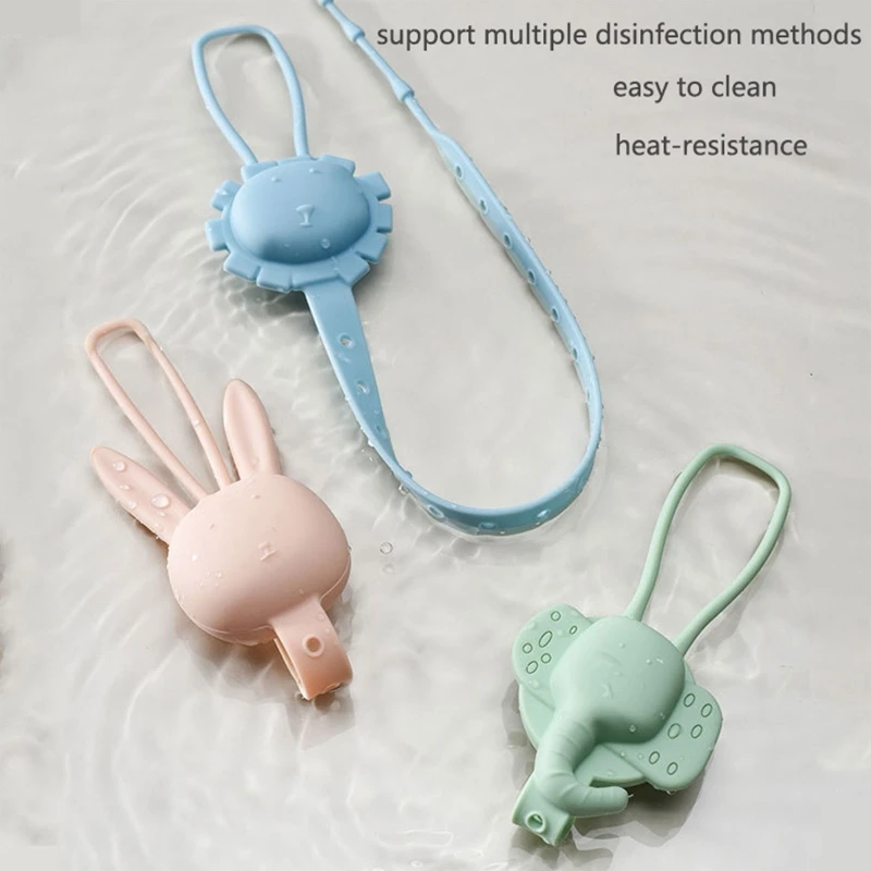 BPA Free Silicone Baby Pacifier Clip Chain Adjustable Cartoon Rabbit Anti-lost Pacifier Holder Chain Strap Dummy Nipple Holder