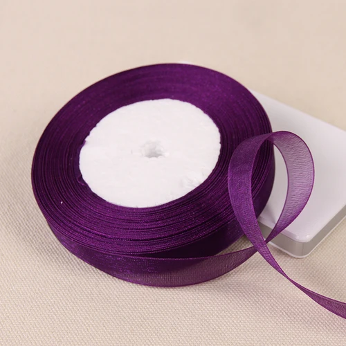 Luxurious Dark Purple Organza Ribbons - Wholesale Gift & Decoration Wrapping, 45 Meters