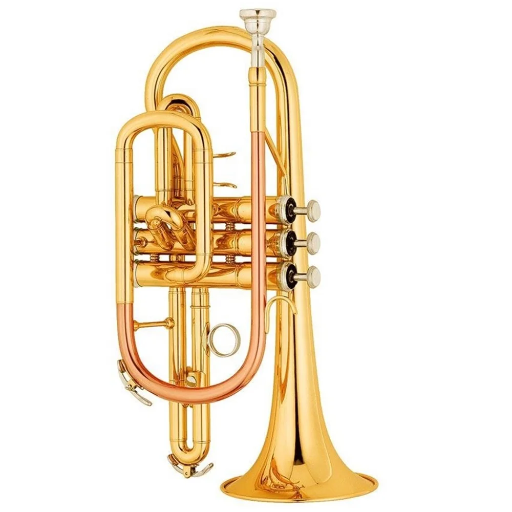 Brass body Gold lacquer Phosphor copper leadpipe Tone Bb cornet