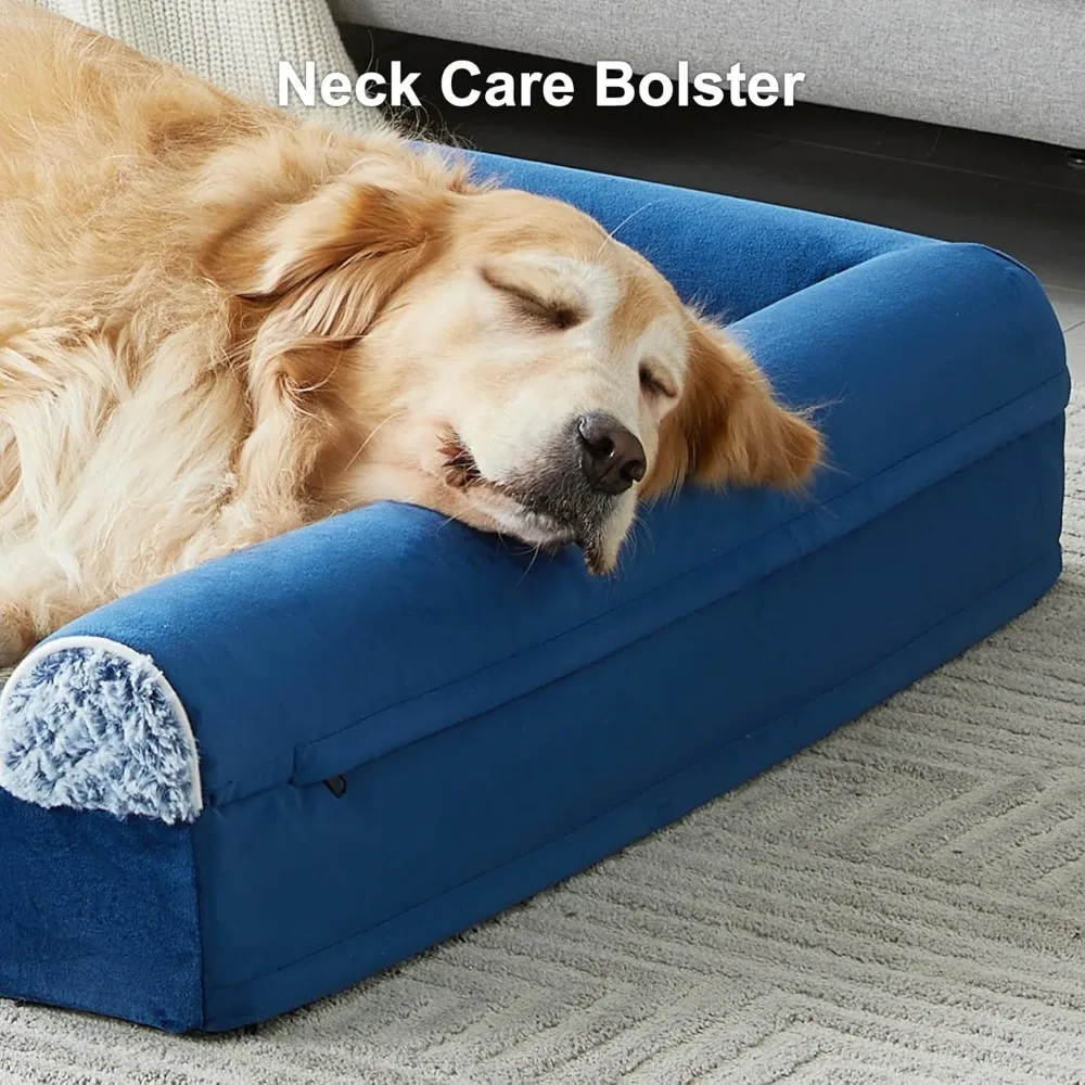 WNPETHOME Dog Beds for Large Dogs, Orthopedic Sofa Dog Bed Mat Pillow with Removable Waterproof Cover, Egg-Foam Crate Bed