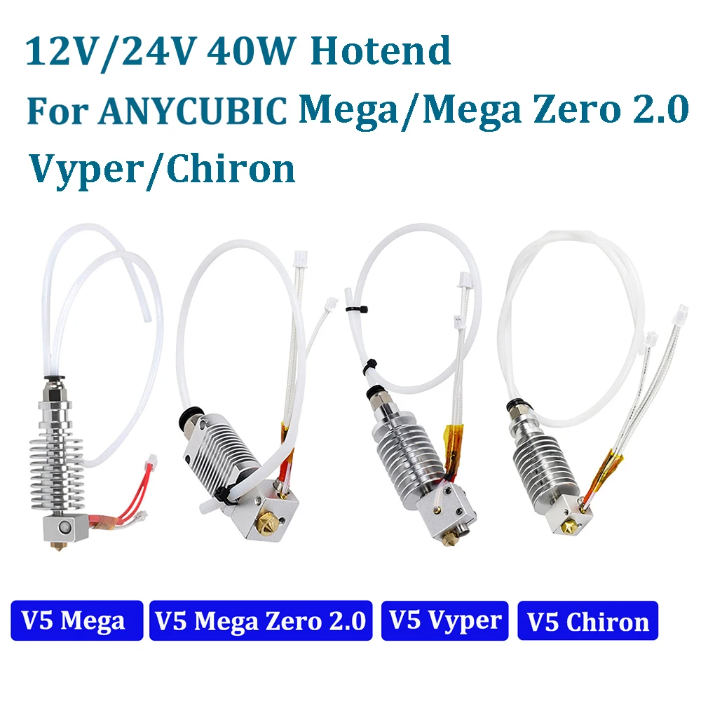 

12V 24V 40W Mega Print Head Hot End E3D V5 Hotend Kit For ANYCUBIC Mega Zero 2.0 Chiron Vyper J-Head 3D Printer Parts