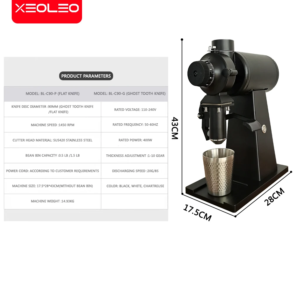 XEOLEO 90mm Coffee Bean Grinder Flat Titanium Plated Burr No Static Electricity Espresso Coffee Maker Speed Regulation Tea Grind 2