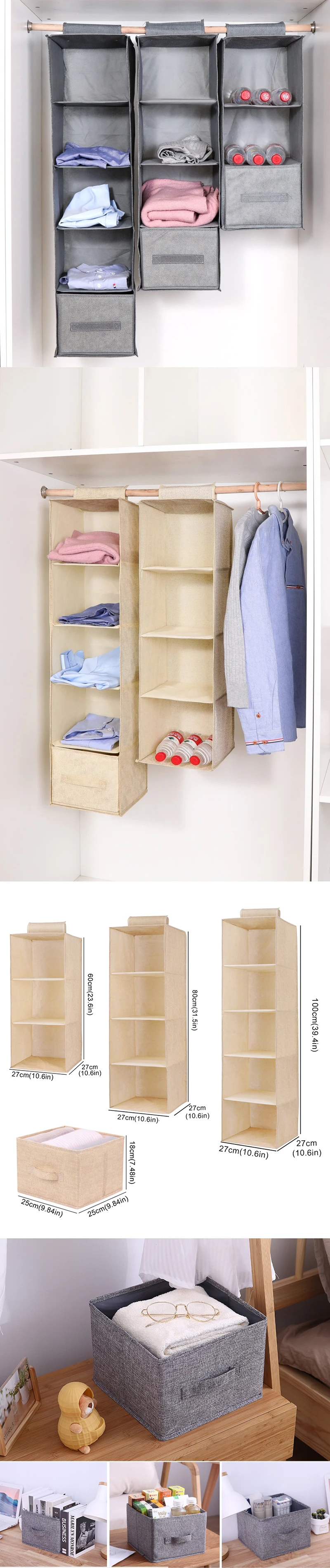 Description Picture 2 of itemNew Cotton Linen Hanging Storage Bag multifunctional clothing organizing bag washable fabric cotton and linen drawer