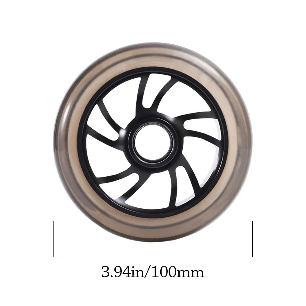 조용한 100/110mm 스쿠터 바퀴 컬러풀한 PU 두꺼운 스턴트 스쿠터 바퀴 알루미늄 합금 안정적인 스쿠터 액세서리 성인용 어린이용