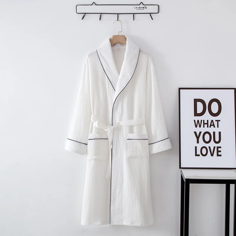 Women's Bathrobe Pure Cotton Large Size Spring Autumn Sleepwear Robe Long Sleeve Couple Home Wear Clothing Female Night Robes
