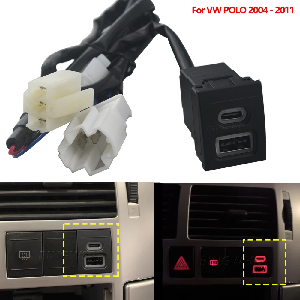 Car USB Charger PD Quick Charge QC3.0 Phone Charging Adapter Outlet Button For V