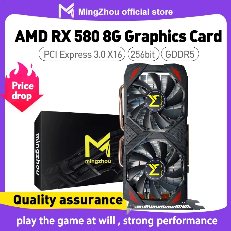 Carte graphique RX 580, 8 Go de mémoire GDDR5, 1284