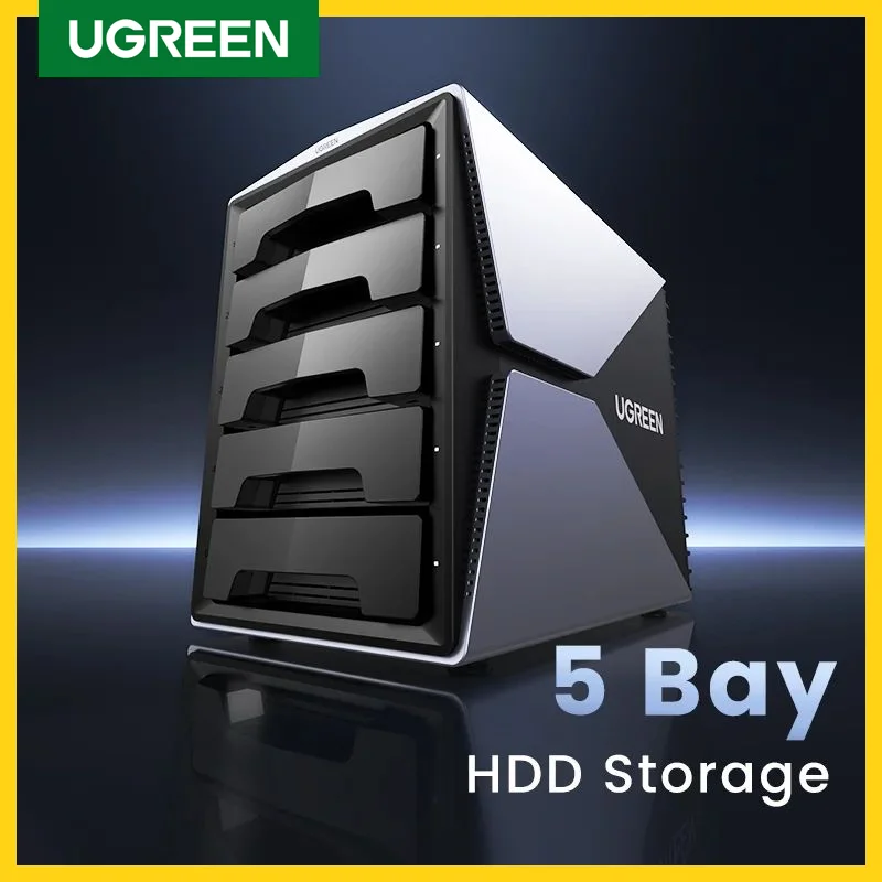 

UGREEN HDD Docking Station 5 Bay USB 3.0 to SATA External Hard Drive Enclosure for 3.5 2.5 inch HDD 90TB With RAID Mode Storage