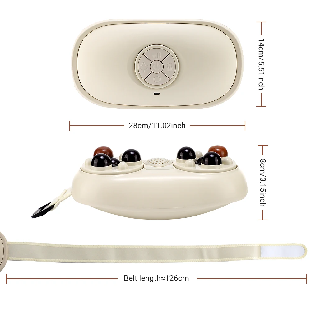 Electric Abdominal Massager Bian Stone Kneading 2-Level Heated Fat Burner 3-Inte