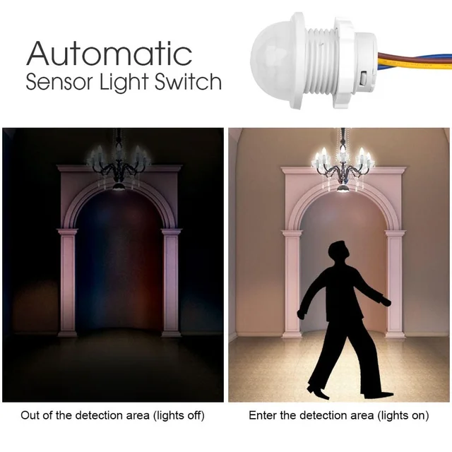 110v 220v Home Indoor Outdoor Infrared Light Motion Sensor Time Delay Home Lighting PIR Switch LED Sensitive Night Lamp 6
