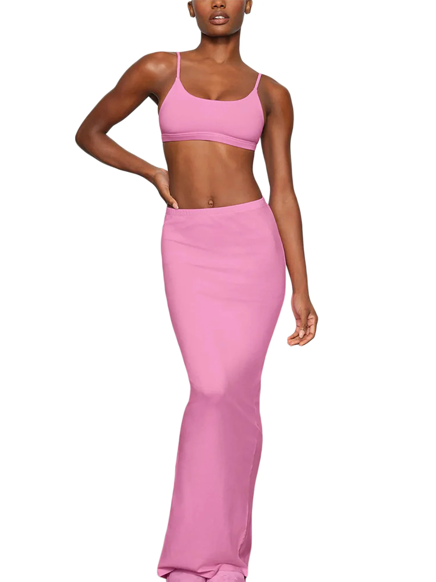 

Conjunto de 2 piezas de verano para mujer cuello redondo sin mangas para salir dividido falda media vestido de calle