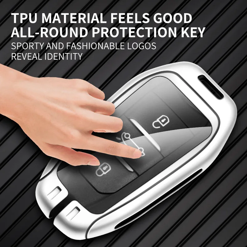 Car smart key bag is suitable for Peugeot 308 3008 508 5008 408 4008 208 407 zinc alloy leather car key remote control keychain