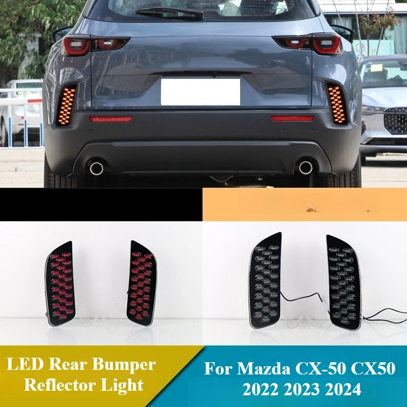 Car LED Rear Bumper Reflector Light For Mazda CX-50 CX50 2022 2023 2024 12V DRL Fog Lamp Brake Light with Dynamic Turn Signal detail image 1