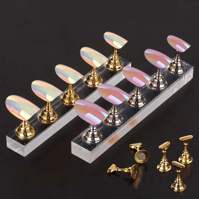 

New Magnetic Acrylic Manicure Tools Nail Practice Hand Nail Exercises Pedestal Nail Supplies Nail Tips Display Stand Promotion