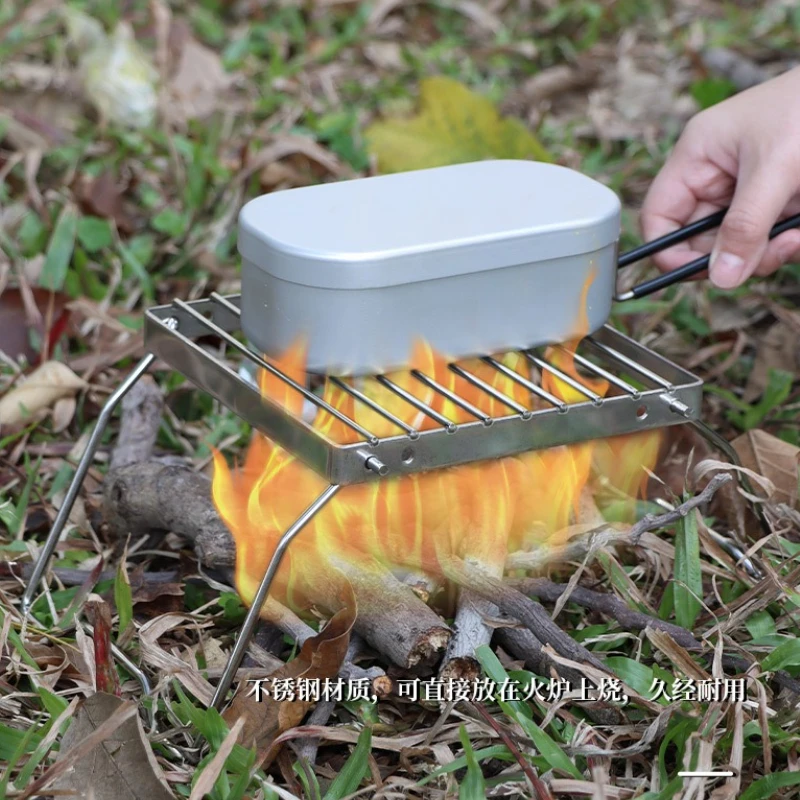 Camping Cookware Set Folding Campfire Grill Stainless Steel Portable Multifunctional High Temperature Corrosion Resistance Outdoor