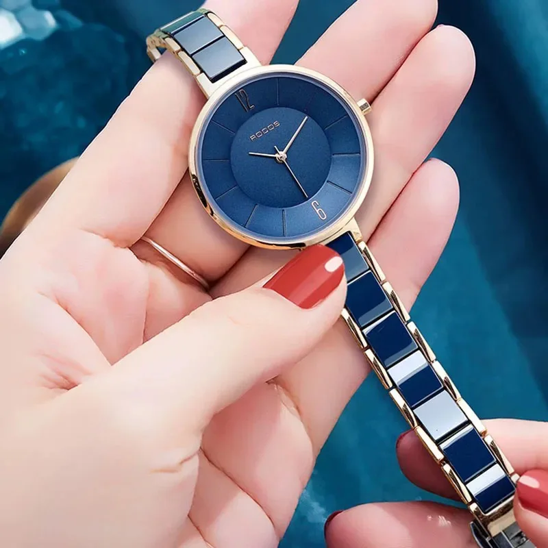 ROCOS Women's Ceramic Fashion Quartz Watch Elegant Luxury Ladies Watches Waterproof Quartz Watch for Women Slim Ceramic Clock 3