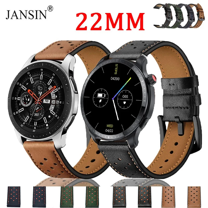 

Ремешок кожаный 22 мм для Samsung Galaxy watch 3 45 мм/Galaxy Watch 46 мм Gear S3 для Amazfit GTR2/3/4 Huawei Watch GT4/GT3/2e/GT2