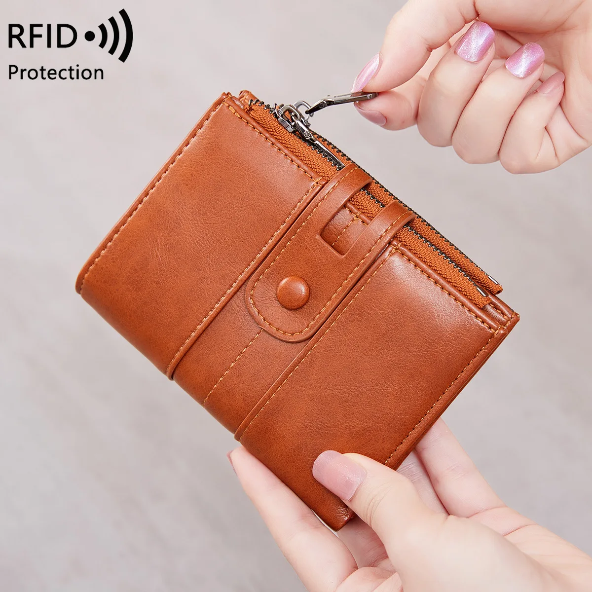 Fashion Leather Wallet for Women Short Bifold Zipper Purses Card Holder Coin Purse Money Clip Women's Wallet Gift