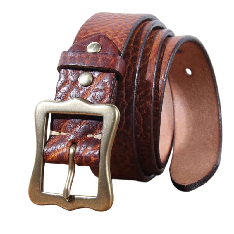 

Extra Thick Cow Leather Men's Belt Fashion Solid Brass Pin Buckle Luxury Brand Jeans Business Casual Waist Male Strap Brand