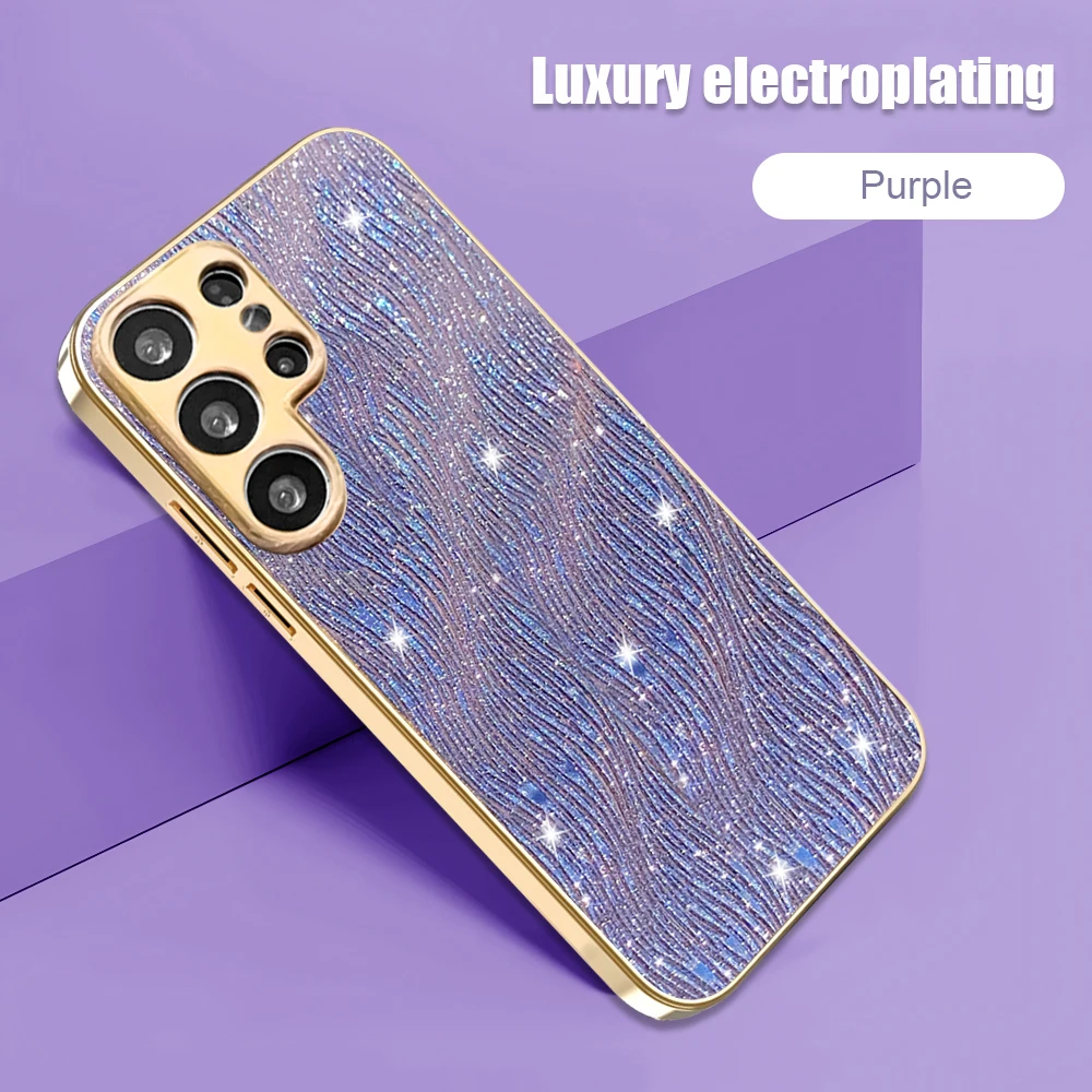Glitter Water Ripple Plating Hard Shockproof Phone Case