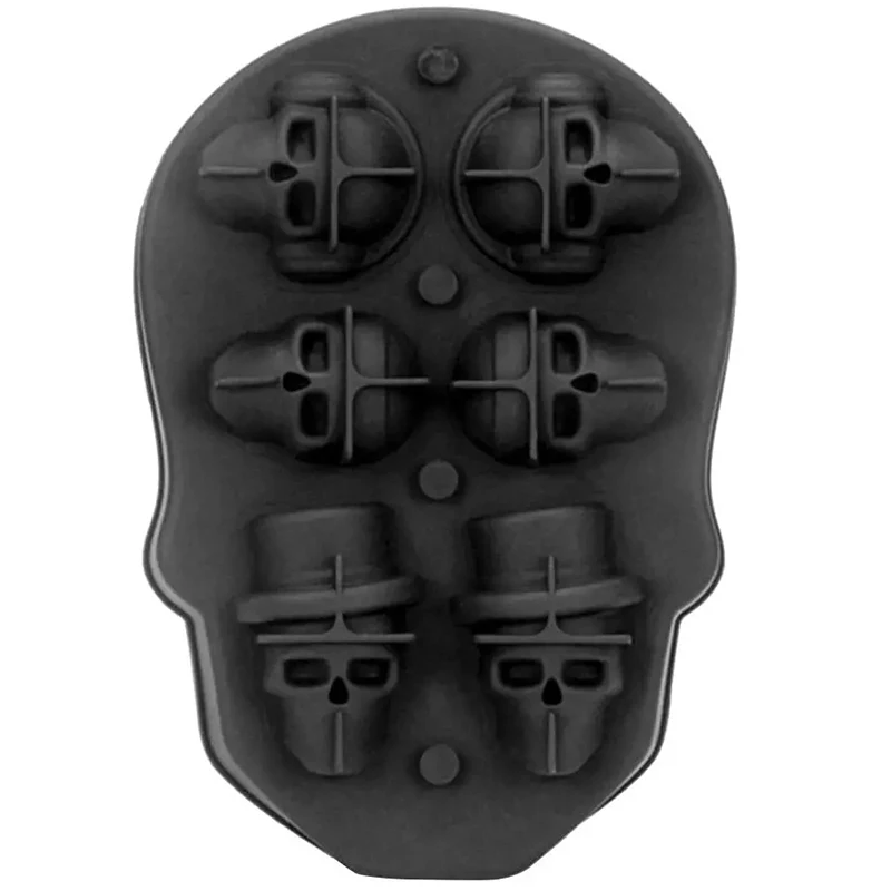 

HOT SALE 3D Skull Shape Chocolate Mould DIY Whiskey Wine Cocktail Ice Square Mold 6 Grids Home Use