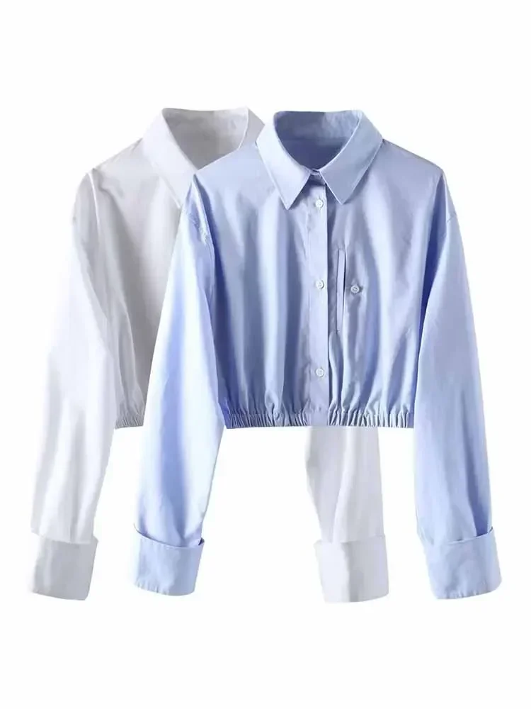 

Новая модная женская рубашка с карманами в стиле ретро с длинным рукавом и пуговицами