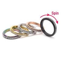 Fidget Anxiety Ring Drive Away Your Anxiety Stainless Steel Spinner Band Rings Cubic Zirconia Rings With Gift Box 1