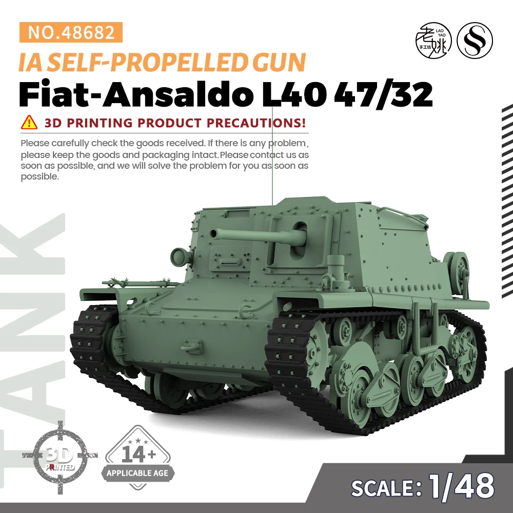 Ssmodel Ss48682 1/48 Kit Modello Militare Ia Ansaldo L40 47/32 Pistola Semovente