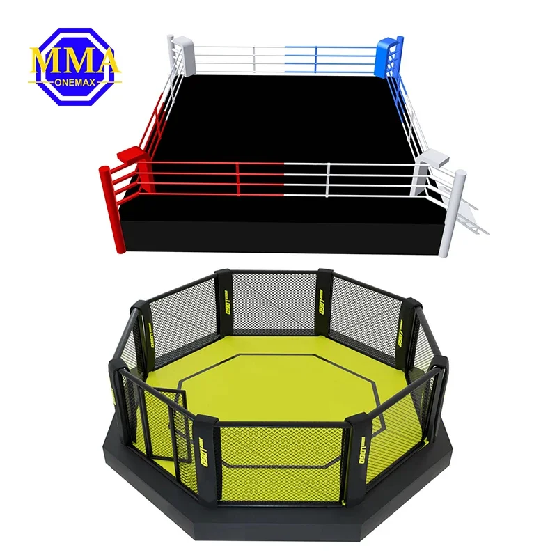 Custom Boxing Ring De Boxe Usine Au Sol Aiba Wrestling Steel Cage Fiba Approvato Ring Da Boxe Mma Muay Thai Ocgroviglio Gabbia