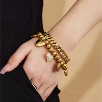 Stainless Steel 8mm Ball Chain Bracelet For Women 18k Gold Plated Waterproof Non Tarnish Beaded Bracelets Heart Charm Bracelet - Image 4