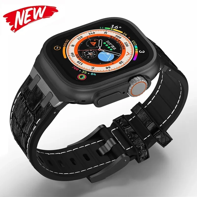 

Liquid Silicone Rubber Strap For Apple Watch Ultra 2 Band 49mm 45mm 44mm 42mm 38 40 41mm Bracelet for iWatch Series 9 8 7 6 5 SE