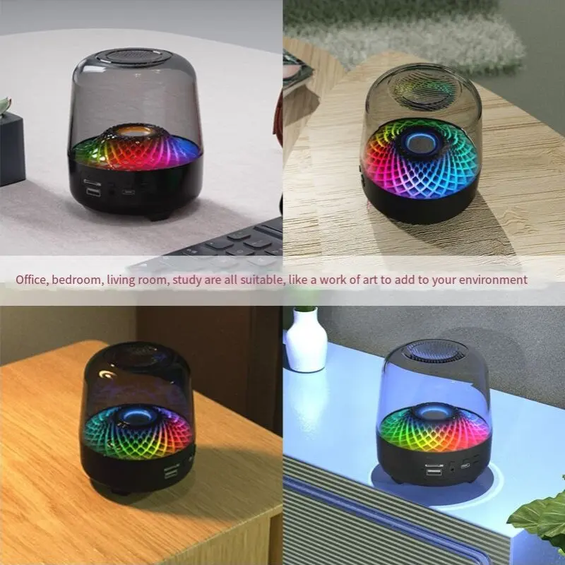 Portable Bluetooth Speaker 4-generation Glazed Bright light Heavy bass Transparent Glass